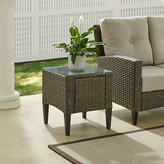 Crosley Rockport Outdoor Wicker Side Table - Image 2