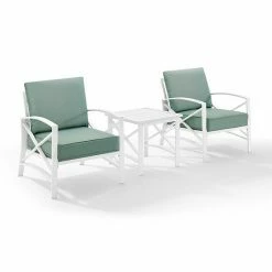 Crosley Kaplan Patio Arm Chair & End Table 3-piece Set Navy