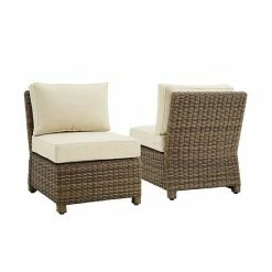 Crosley Bradenton Wicker Armless Patio Chair 2-piece Set Gray Brown