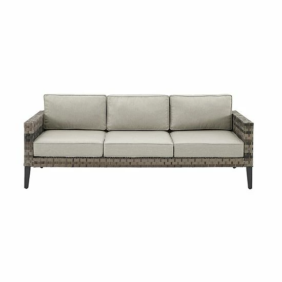 Crosley Prescott Wicker Patio Couch Taupe - Image 2