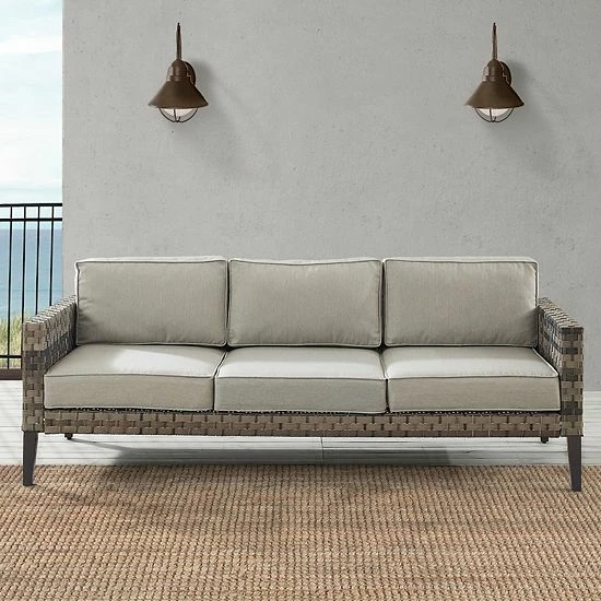 Crosley Prescott Wicker Patio Couch Taupe - Image 4
