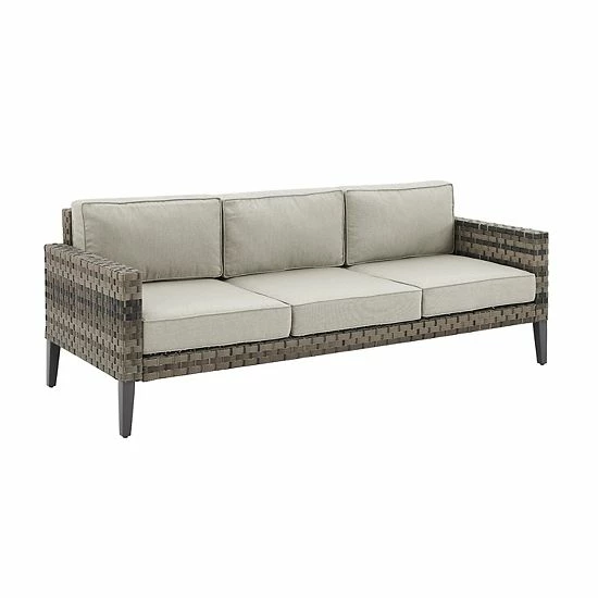 Crosley Prescott Wicker Patio Couch Taupe - Image 5