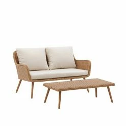 Crosley Landon Wicker Outdoor Conversation Loveseat & Coffee Table 2-piece Set