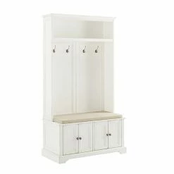 Crosley Holbrook Hall Tree Storage Bench Distressed White