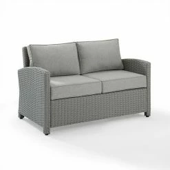 Crosley Bradenton Sunbrella Patio Loveseat Couch White Brown