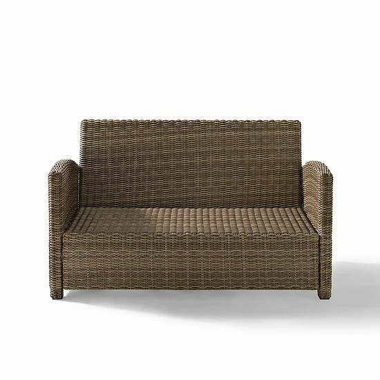 Crosley Bradenton Sunbrella Patio Loveseat Couch White Brown - Image 4
