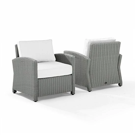 Crosley Bradenton Sunbrella Patio Arm Chair 2-piece Set Gray Gray
