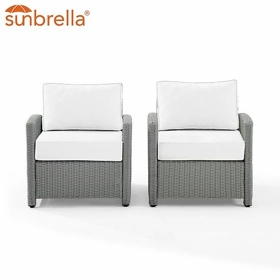 Crosley Bradenton Sunbrella Patio Arm Chair 2-piece Set Gray Gray - Image 2