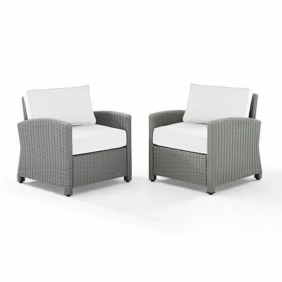 Crosley Bradenton Sunbrella Patio Arm Chair 2-piece Set Gray Gray - Image 3