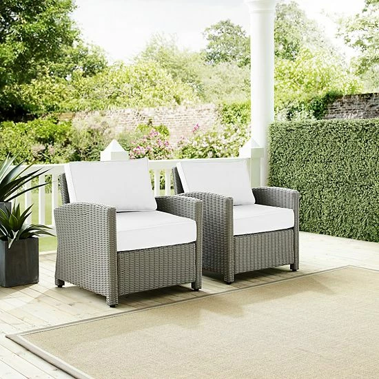 Crosley Bradenton Sunbrella Patio Arm Chair 2-piece Set Gray Gray - Image 5