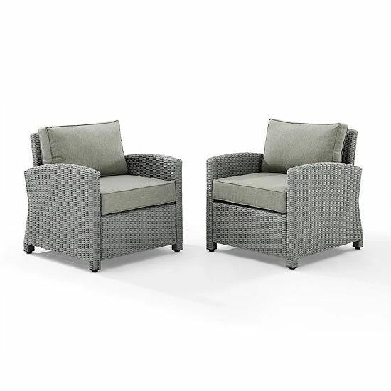 Crosley Bradenton Sunbrella Patio Arm Chair 2-piece Set Gray Gray - Image 8