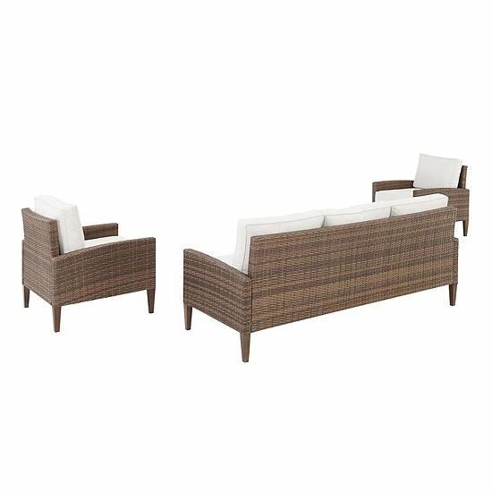 Crosley Capella Patio Wicker Couch & Arm Chair 3-piece Set - Image 3