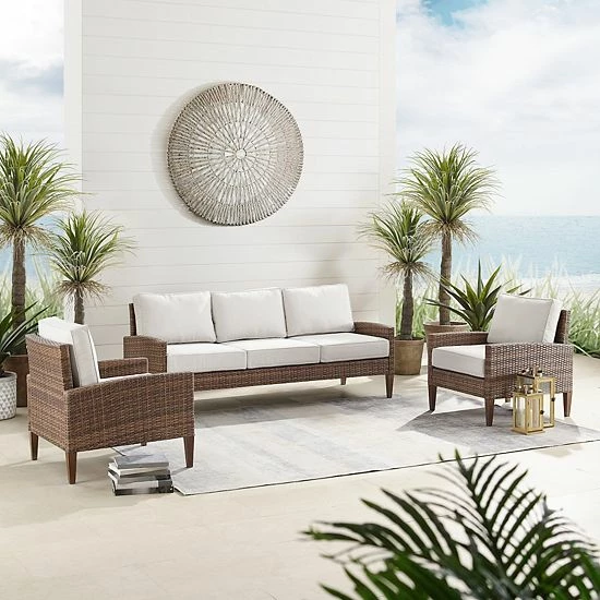 Crosley Capella Patio Wicker Couch & Arm Chair 3-piece Set - Image 6