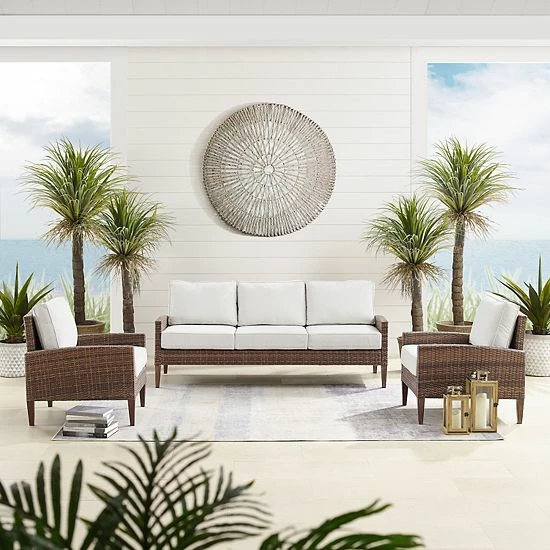 Crosley Capella Patio Wicker Couch & Arm Chair 3-piece Set - Image 7