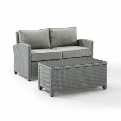 Crosley Bradenton Wicker Loveseat & Coffee Table 2-piece Set