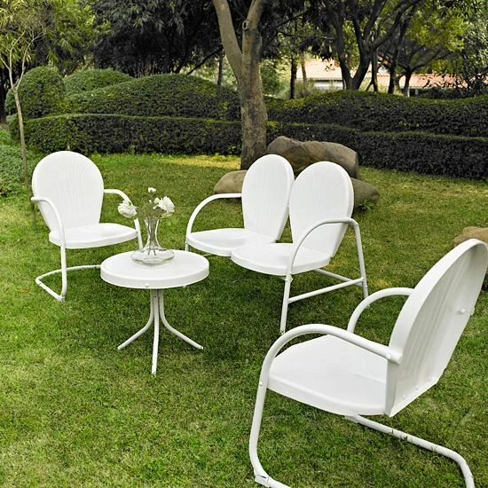 Crosley Griffith 4-Piece Metal Outdoor Conversation Seating Set White - Image 2