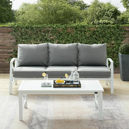 Crosley Kaplan 2-Piece Outdoor Metal Sofa & Coffee Table Set Navy - Image 3