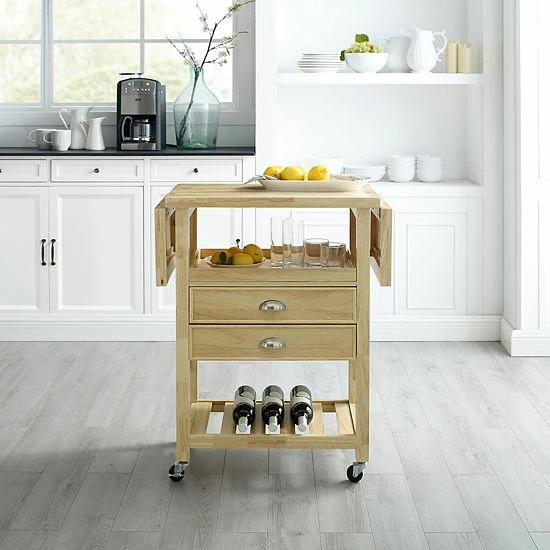 Crosley Bristol Double-Drop Leaf Kitchen Cart Natural - Image 2