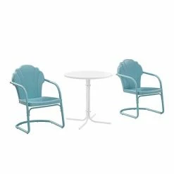 Crosley Tulip 3-Piece Outdoor Metal Bistro Set White Satin