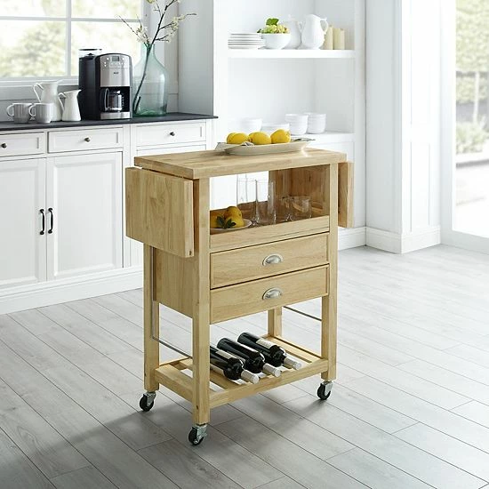 Crosley Bristol Double-Drop Leaf Kitchen Cart Natural - Image 3