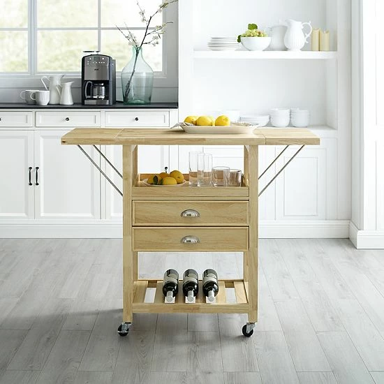 Crosley Bristol Double-Drop Leaf Kitchen Cart Natural - Image 4