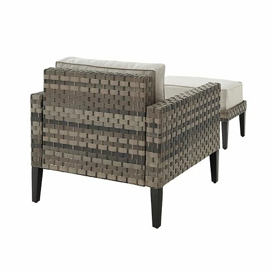 Crosley Prescott Wicker Patio Arm Chair & Ottoman 2-piece Set Taupe - Image 3