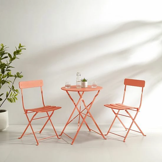 Crosley Karlee Indoor / Outdoor Metal Bistro 3-piece Set Coral - Image 7