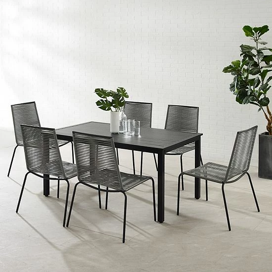 Crosley Fenton Patio Wicker Dining Table & Chair 7-piece Set - Image 2