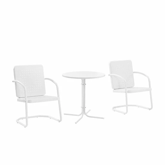 Crosley Bates 3-Piece Outdoor Metal Bistro Set Bright Red Gloss