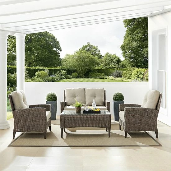 Crosley Rockport Outdoor 4-Piece Wicker Conversation Set - Image 3