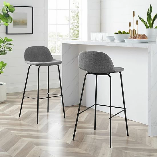 Crosley Riley 2-Piece Bar Stool Set Oatmeal - Image 2