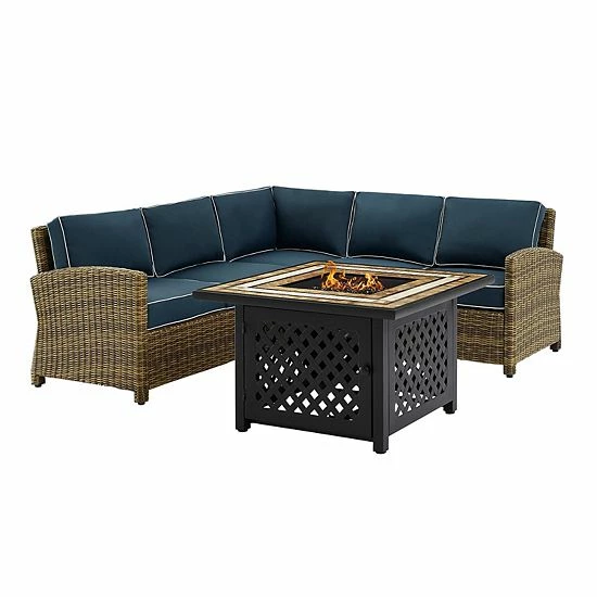 Crosley Bradenton 4-Piece Outdoor Wicker Seating Set Weathered Brown Sand - Image 5