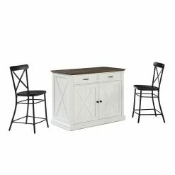 Crosley Clifton Kitchen Island & Camille Stools 2-piece Set