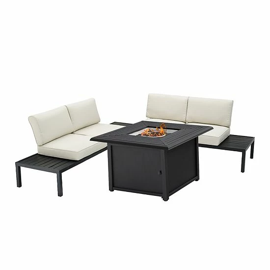 Crosley Piermont Patio Fire Table & Sectional Couch 2-piece Set