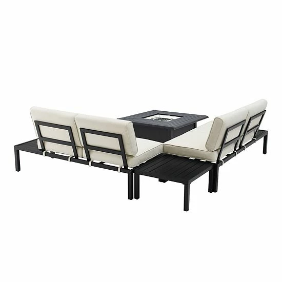 Crosley Piermont Patio Fire Table & Sectional Couch 2-piece Set - Image 4