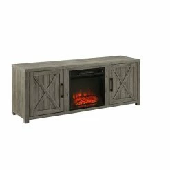 Crosley Gordon Electric Fireplace Farmhouse TV Stand Graywash