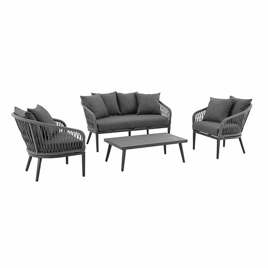 Crosley Dover Patio Rope Conversation 4-piece Set