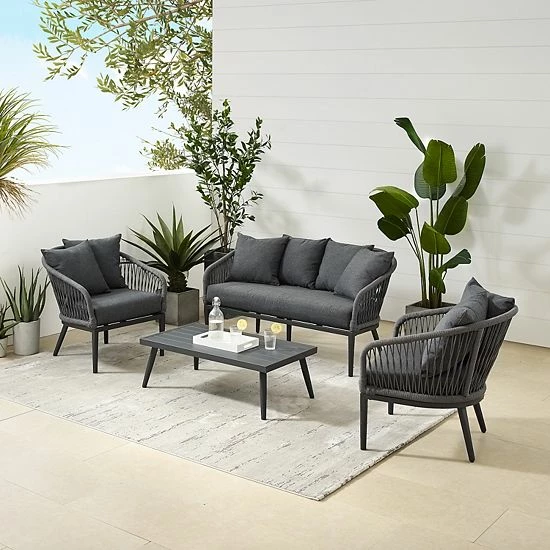 Crosley Dover Patio Rope Conversation 4-piece Set - Image 2