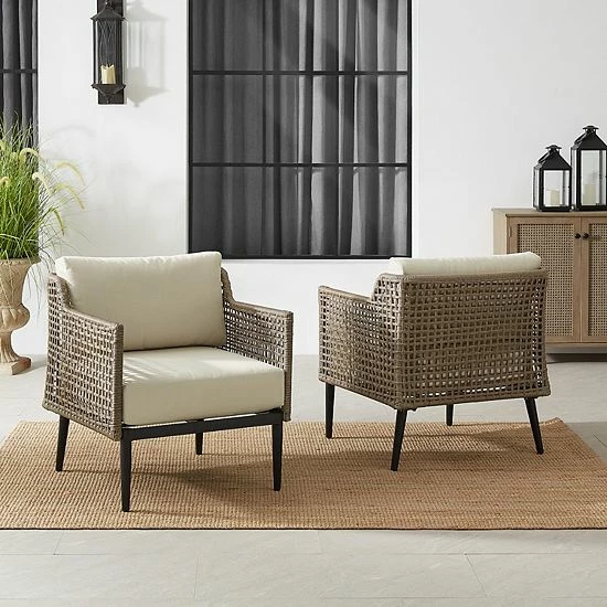 Crosley Southwick Outdoor Wicker Arm Chair 2-Piece Set - Image 2