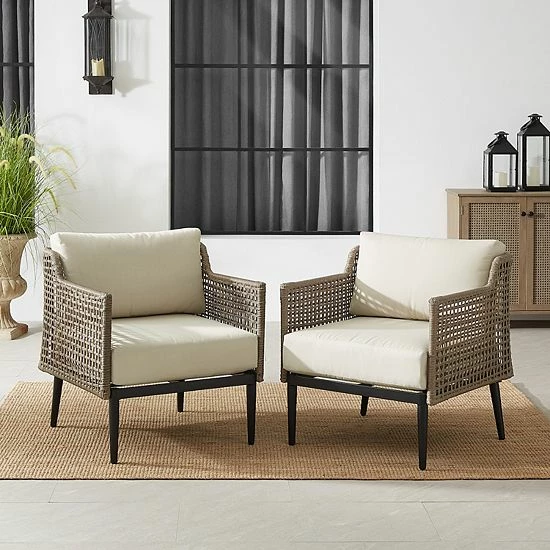 Crosley Southwick Outdoor Wicker Arm Chair 2-Piece Set - Image 3