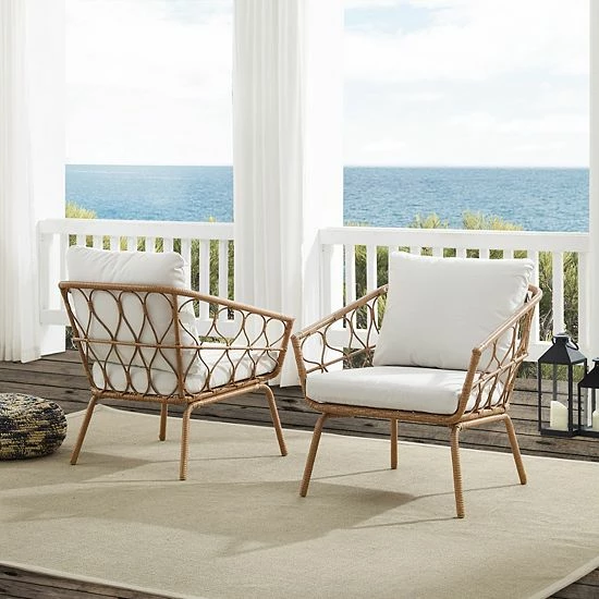 Crosley Juniper Indoor / Outdoor Wicker Arm Chair 2-Piece Set - Image 3