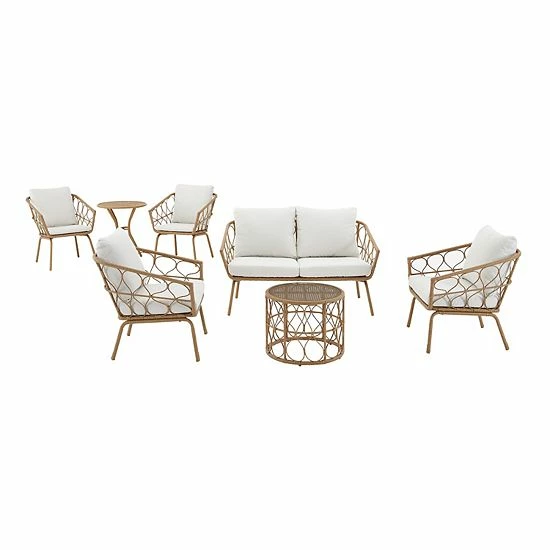 Crosley Juniper Patio Wicker Conversation & Bistro 7-piece Set