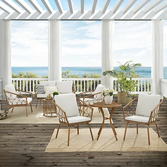 Crosley Juniper Patio Wicker Conversation & Bistro 7-piece Set - Image 4