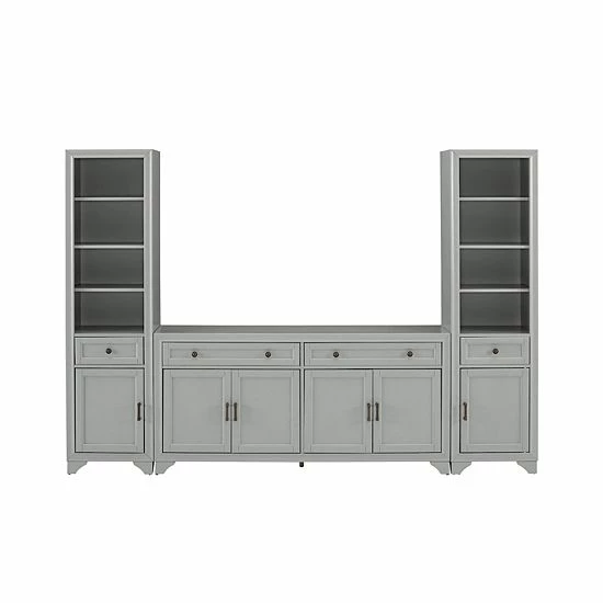 Crosley Tara Sideboard & Bookcase 3-piece Set Distressed Gray - Image 2