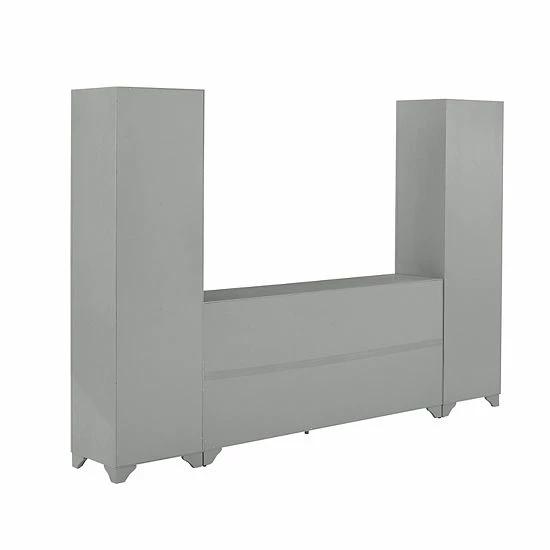 Crosley Tara Sideboard & Bookcase 3-piece Set Distressed Gray - Image 4