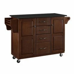 Crosley Eleanor Kitchen Cart Mahogany Wood Top
