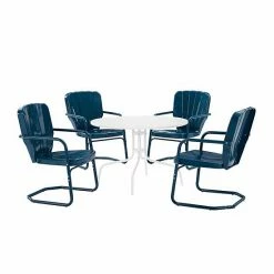 Crosley Ridgeland 5-Piece Outdoor Metal Dining Set Turquoise Gloss