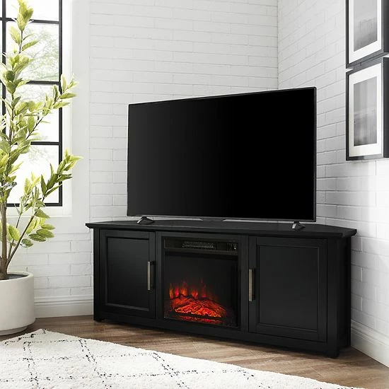 Crosley Camden Electric Fireplace Corner TV Stand Dark Walnut - Image 2
