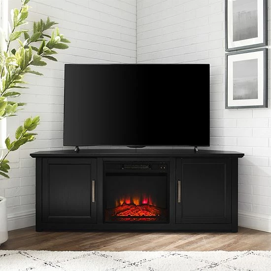Crosley Camden Electric Fireplace Corner TV Stand Dark Walnut - Image 3
