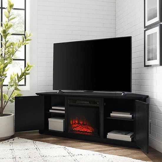 Crosley Camden Electric Fireplace Corner TV Stand Dark Walnut - Image 4